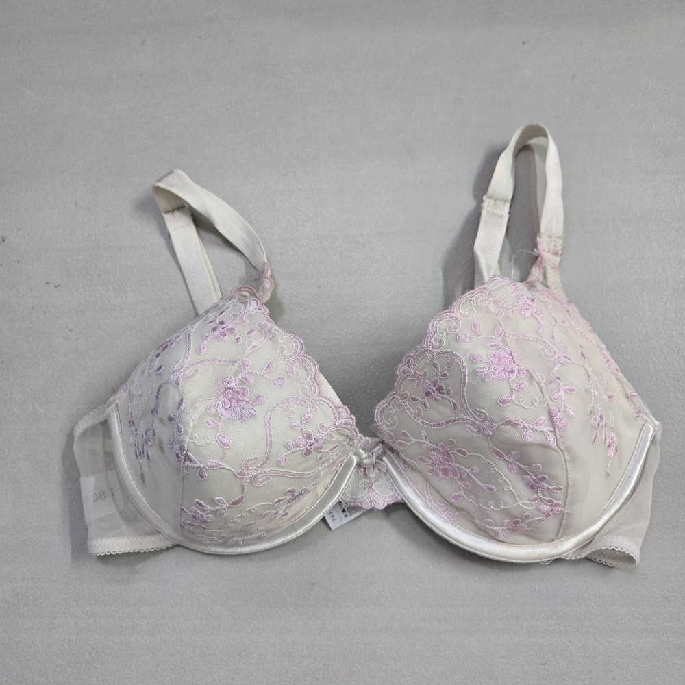 Wonderbra Women Bra 36D White Floral Balconette Underwired READ